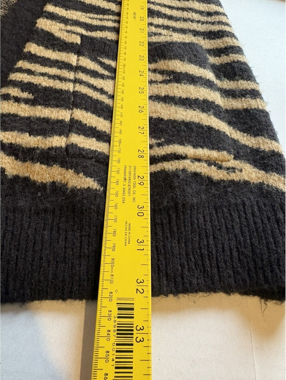 Intro Tiger Animal Print Open Front Cardigan Sweater With Pockets M Black Brown - Picture 8 of 10